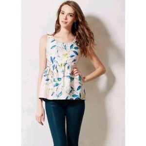 Anthropologie peplum parrot brocade sleeveless top size 8 metallic